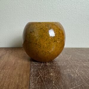 Haeger USA Macomb IL MCM Mottled Orb Vase Planter Brown Speckled Golden Decor‎